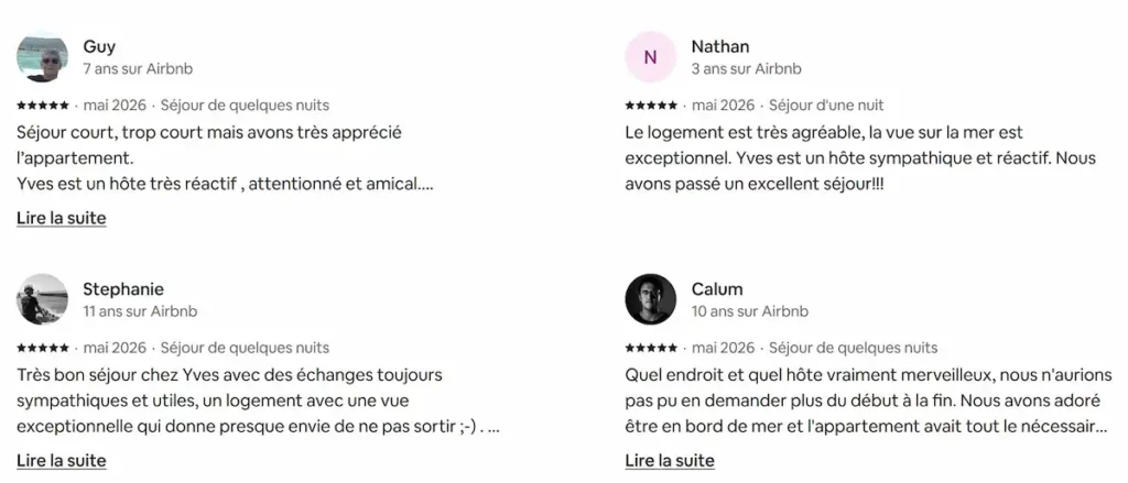 Consultez plus d'avis sur le site Airnbn