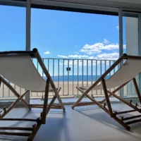 Vue mer panoramique depuis le balcon de l'appartement familial vue mer à Port-la-Nouvelle